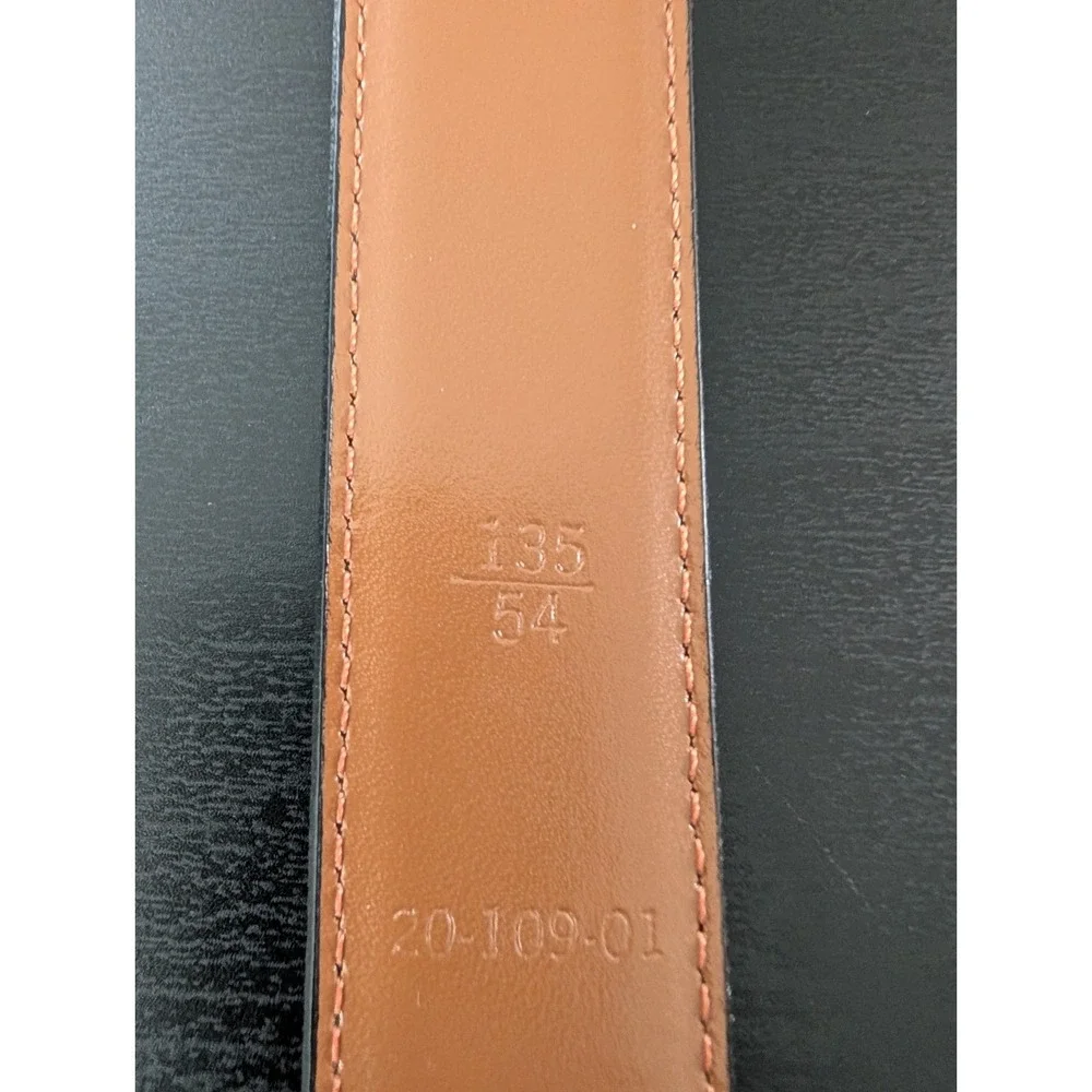 Arden‎ Leather Co Belt 56 Glazed Cowhide Brass Buckle Black